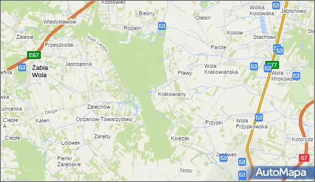 mapa Krakowiany gmina Nadarzyn, Krakowiany gmina Nadarzyn na mapie Targeo