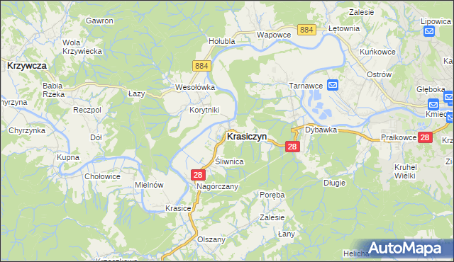 mapa Krasiczyn, Krasiczyn na mapie Targeo