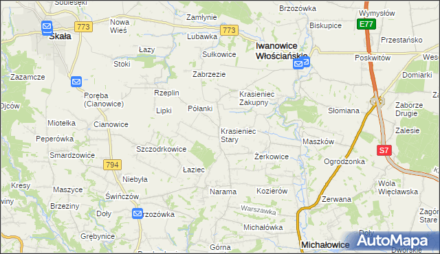 mapa Krasieniec Stary, Krasieniec Stary na mapie Targeo