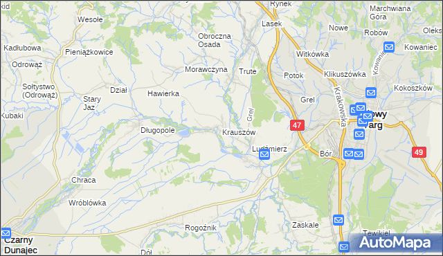 mapa Krauszów, Krauszów na mapie Targeo