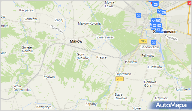 mapa Krężce, Krężce na mapie Targeo
