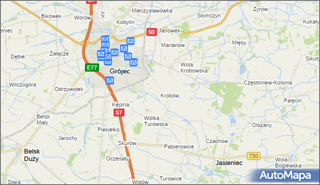 mapa Krobów, Krobów na mapie Targeo
