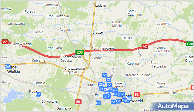 mapa Królewiec gmina Mińsk Mazowiecki, Królewiec gmina Mińsk Mazowiecki na mapie Targeo