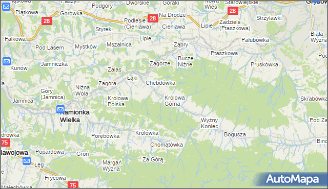 mapa Królowa Górna, Królowa Górna na mapie Targeo