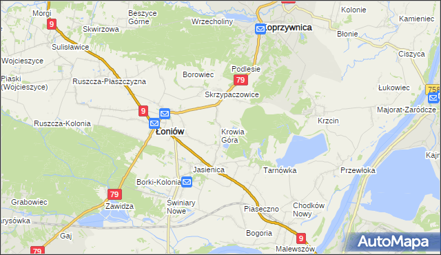 mapa Krowia Góra, Krowia Góra na mapie Targeo