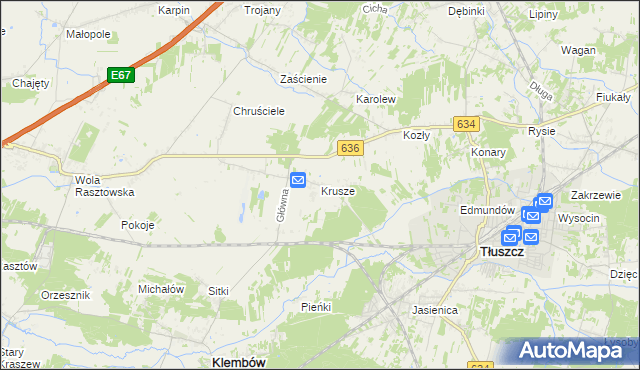 mapa Krusze gmina Klembów, Krusze gmina Klembów na mapie Targeo