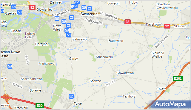 mapa Kruszewnia gmina Swarzędz, Kruszewnia gmina Swarzędz na mapie Targeo
