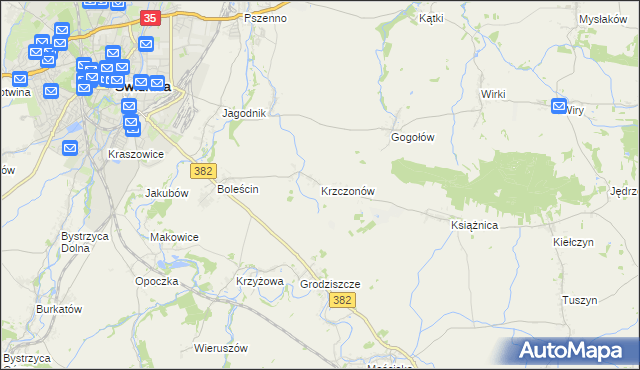 mapa Krzczonów gmina Świdnica, Krzczonów gmina Świdnica na mapie Targeo