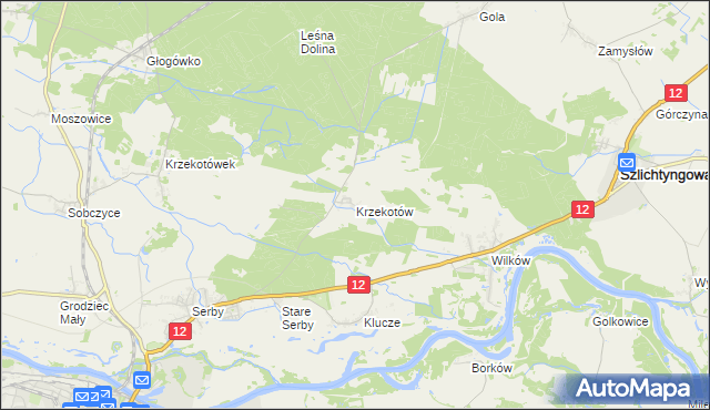 mapa Krzekotów, Krzekotów na mapie Targeo