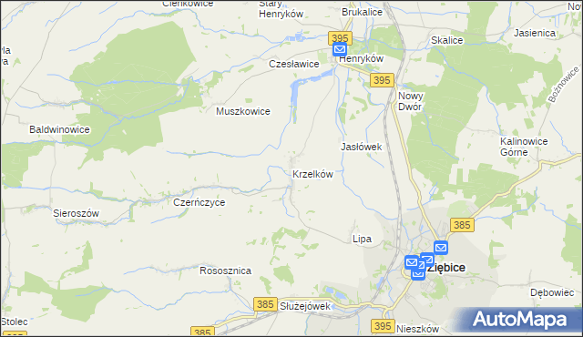 mapa Krzelków, Krzelków na mapie Targeo