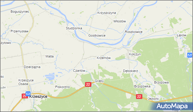 mapa Krzemów, Krzemów na mapie Targeo