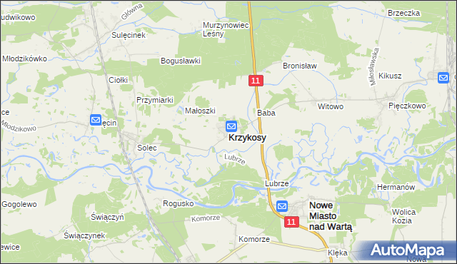 mapa Krzykosy powiat średzki, Krzykosy powiat średzki na mapie Targeo