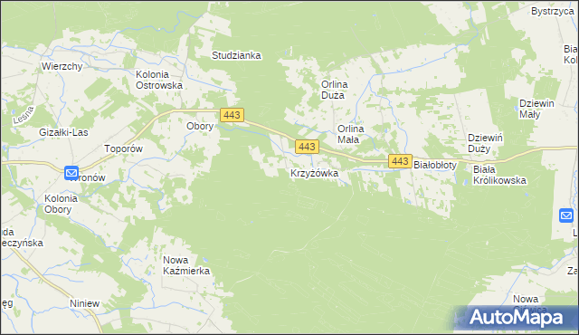 mapa Krzyżówka gmina Gizałki, Krzyżówka gmina Gizałki na mapie Targeo