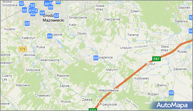 mapa Książenice gmina Grodzisk Mazowiecki, Książenice gmina Grodzisk Mazowiecki na mapie Targeo