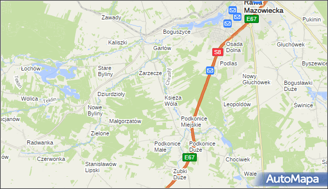 mapa Księża Wola, Księża Wola na mapie Targeo