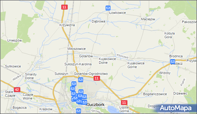 mapa Kujakowice Dolne, Kujakowice Dolne na mapie Targeo