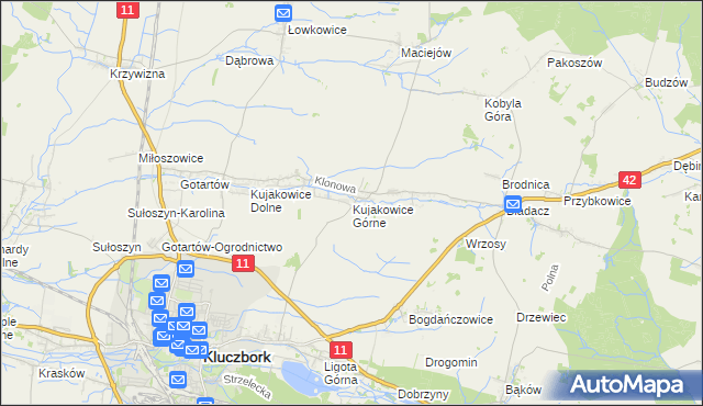 mapa Kujakowice Górne, Kujakowice Górne na mapie Targeo