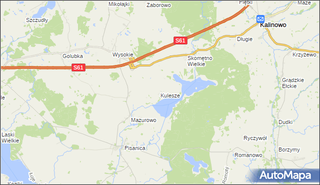 mapa Kulesze gmina Kalinowo, Kulesze gmina Kalinowo na mapie Targeo