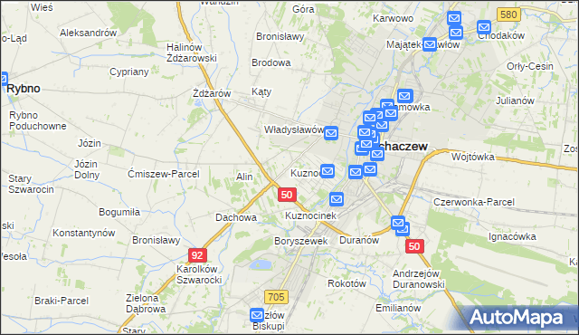 mapa Kuznocin gmina Sochaczew, Kuznocin gmina Sochaczew na mapie Targeo