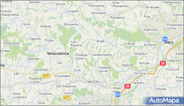 mapa Kwiatonowice, Kwiatonowice na mapie Targeo