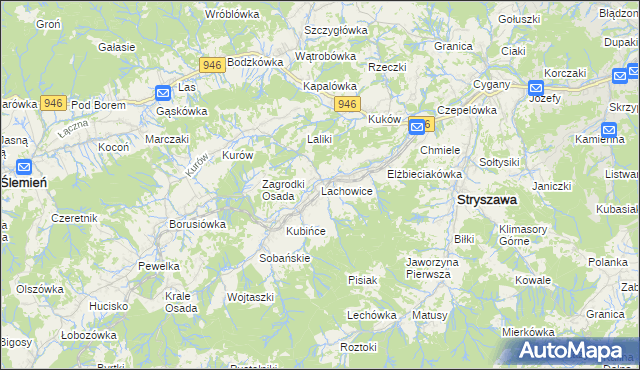 mapa Lachowice, Lachowice na mapie Targeo