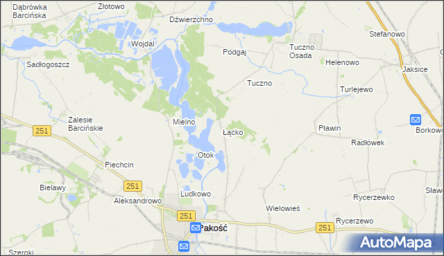 mapa Łącko gmina Pakość, Łącko gmina Pakość na mapie Targeo
