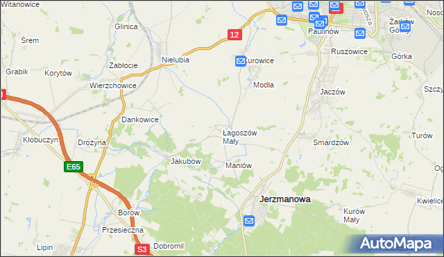 mapa Łagoszów Mały, Łagoszów Mały na mapie Targeo