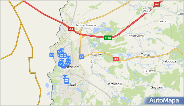 mapa Łagów gmina Zgorzelec, Łagów gmina Zgorzelec na mapie Targeo