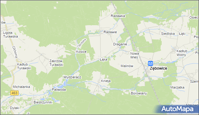 mapa Łąka gmina Zębowice, Łąka gmina Zębowice na mapie Targeo