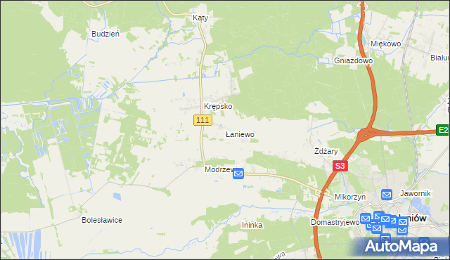 mapa Łaniewo gmina Goleniów, Łaniewo gmina Goleniów na mapie Targeo