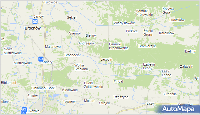 mapa Lasocin gmina Brochów, Lasocin gmina Brochów na mapie Targeo