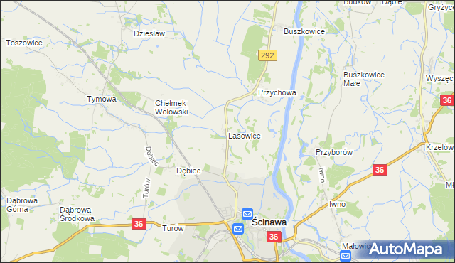 mapa Lasowice gmina Ścinawa, Lasowice gmina Ścinawa na mapie Targeo