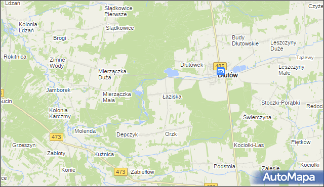 mapa Łaziska gmina Dłutów, Łaziska gmina Dłutów na mapie Targeo