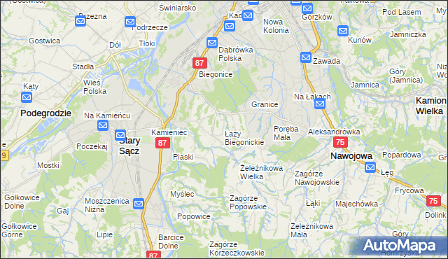 mapa Łazy Biegonickie, Łazy Biegonickie na mapie Targeo