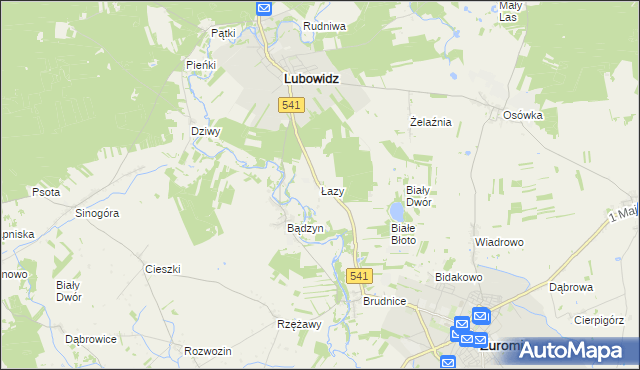mapa Łazy gmina Lubowidz, Łazy gmina Lubowidz na mapie Targeo