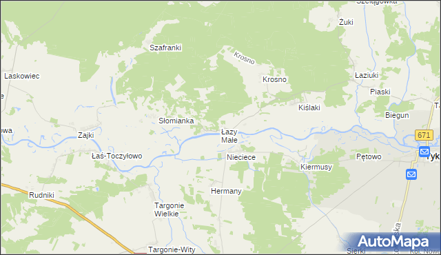 mapa Łazy Małe, Łazy Małe na mapie Targeo