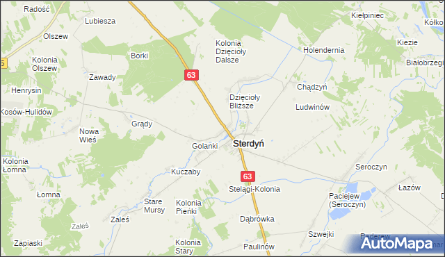 mapa Lebiedzie gmina Sterdyń, Lebiedzie gmina Sterdyń na mapie Targeo