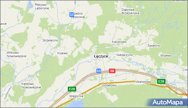 mapa Łęczyce powiat wejherowski, Łęczyce powiat wejherowski na mapie Targeo