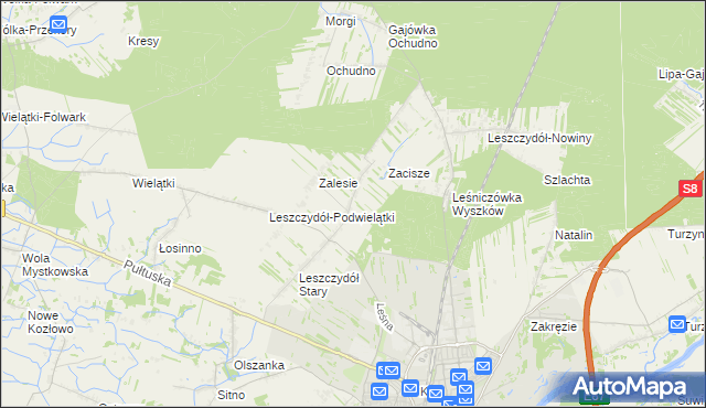 mapa Leszczydół-Pustki, Leszczydół-Pustki na mapie Targeo