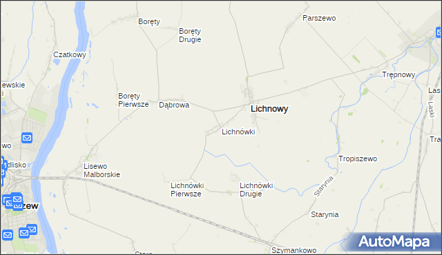 mapa Lichnówki, Lichnówki na mapie Targeo