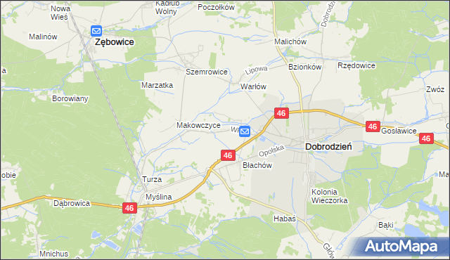 mapa Ligota Dobrodzieńska, Ligota Dobrodzieńska na mapie Targeo
