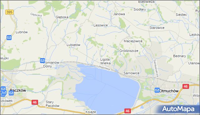 mapa Ligota Wielka gmina Otmuchów, Ligota Wielka gmina Otmuchów na mapie Targeo