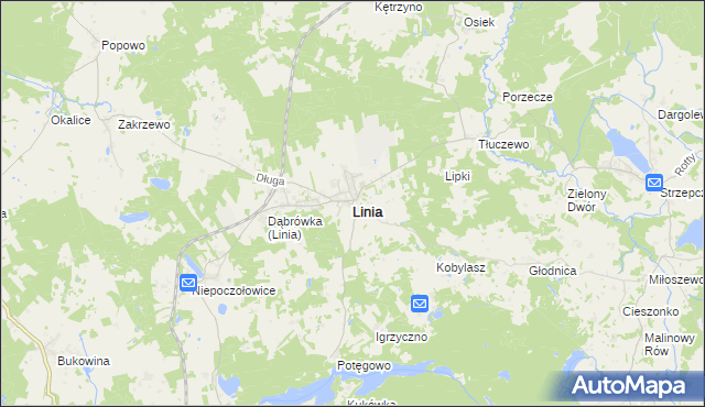 mapa Linia powiat wejherowski, Linia powiat wejherowski na mapie Targeo