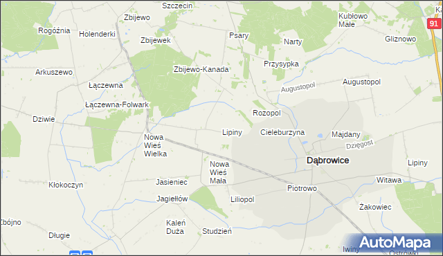 mapa Lipiny gmina Przedecz, Lipiny gmina Przedecz na mapie Targeo