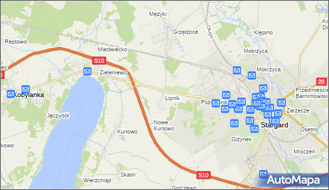 mapa Lipnik gmina Stargard, Lipnik gmina Stargard na mapie Targeo