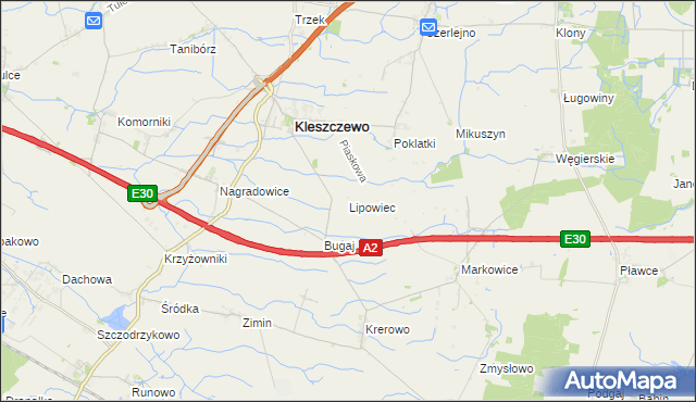 mapa Lipowiec gmina Kleszczewo, Lipowiec gmina Kleszczewo na mapie Targeo