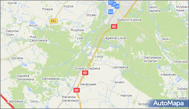 mapa Lisica, Lisica na mapie Targeo