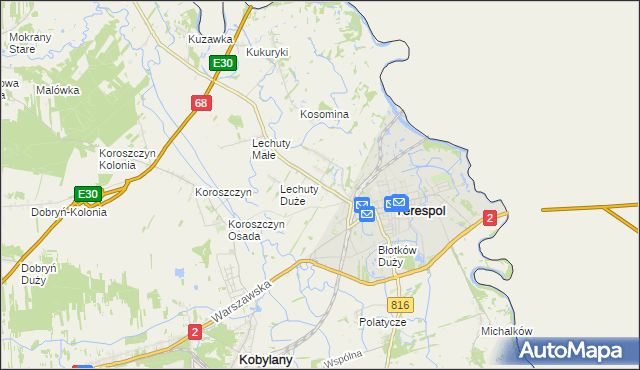 mapa Łobaczew Duży, Łobaczew Duży na mapie Targeo