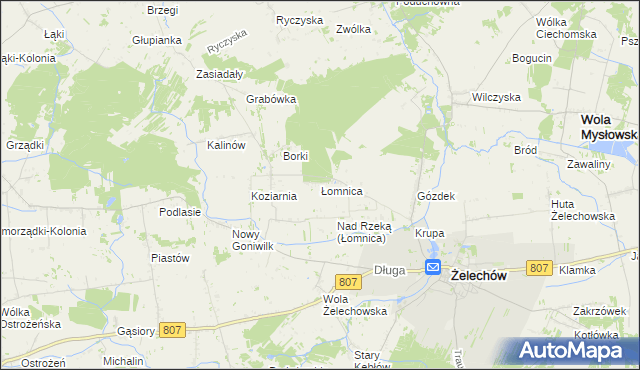 mapa Łomnica gmina Żelechów, Łomnica gmina Żelechów na mapie Targeo