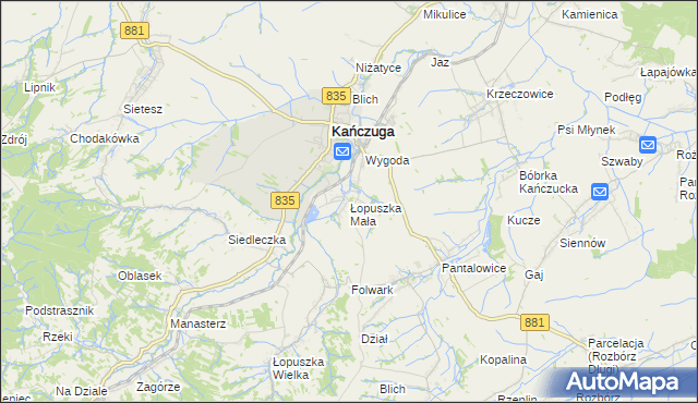 mapa Łopuszka Mała, Łopuszka Mała na mapie Targeo